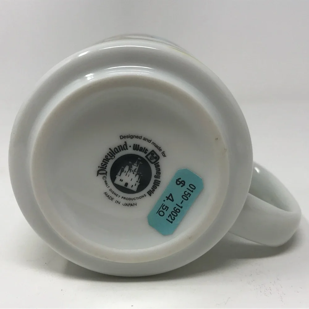 Vintage Disneyland Walt Disney World Bambi Thumper Flower Owl Mug Blue Rim - Picture 8 of 9